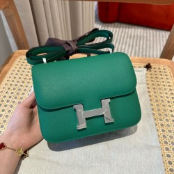 에르메스 Hermes Constance 19cm Evercolor U4 Vert vertigo/silver