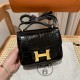 에르메스 Hermes Constance 19cm Alligator shiny crocodile 89 Noir/gold