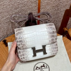 에르메스 Hermes Constance 19cm Niloticus Himalaya/silver