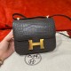 에르메스 Hermes Constance 19cm Porosus 88 Graphite/gold