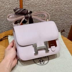 에르메스 Hermes Constance with mirror 19cm chèvre 09 Mauve pale/silver