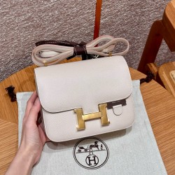 에르메스 Hermes Constance with mirror 19cm Epsom 10 Craie/gold
