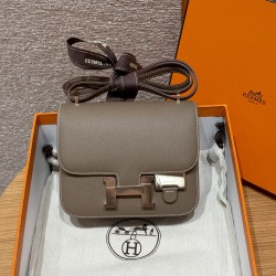에르메스 Hermes Constance with mirror 19cm Epsom 18 Etoupe/Rose gold