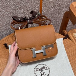 에르메스 Hermes Constance with mirror 19cm Epsom 37 Gold/silver