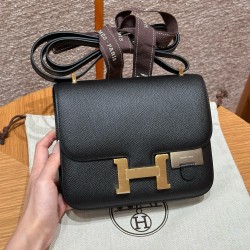 에르메스 Hermes Constance with mirror 19cm Epsom 89 Noir/gold