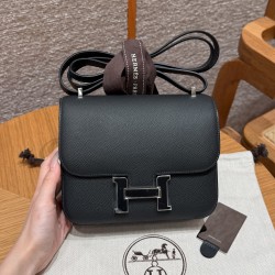 에르메스 Hermes Constance with mirror 19cm Epsom H0 Girs Misty/silver