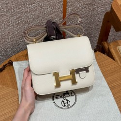 에르메스 Hermes Constance with mirror 19cm Epsom i2 Nata/gold