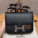 에르메스 Hermes Constance with mirror 24cm Epsom 89 Noir/silver