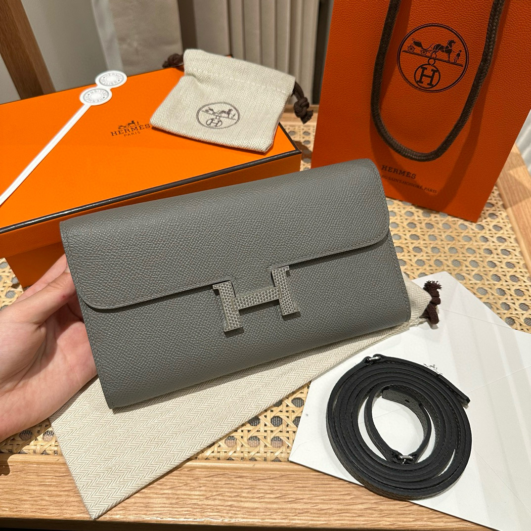 에르메스 Hermes Constance to go 20cm Epsom 8F Etain/Lizard silver