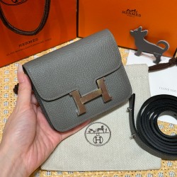 에르메스 Hermes Constance slim 12.4cm Epsom 0L Gris Meyer/silver