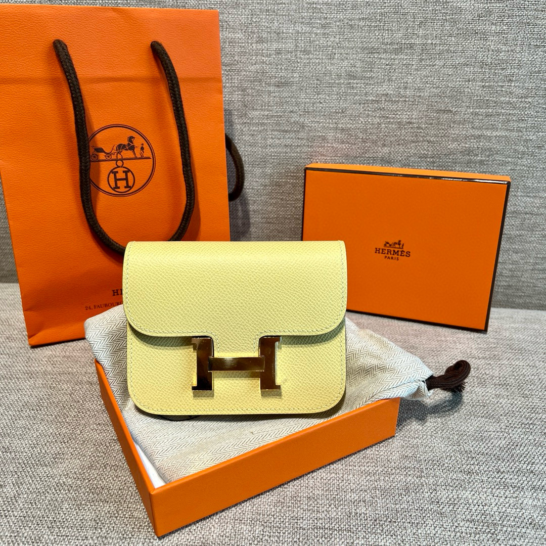 에르메스 Hermes Constance slim 12.4cm Epsom 1Z Jaune Poussin/silver