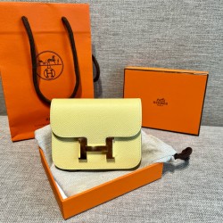 에르메스 Hermes Constance slim 12.4cm Epsom 1Z Jaune Poussin/silver