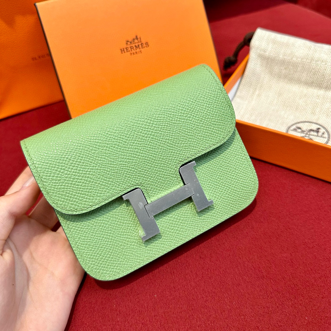 에르메스 Hermes Constance slim 12.4cm Epsom 3i Vert Criquent/silver