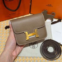 에르메스 Hermes Constance slim 12.4cm Epsom 18 Etoupe/gold