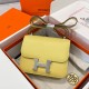 에르메스 Hermes Constance 19cm Epsom 1Z Jaune Poussin/silver