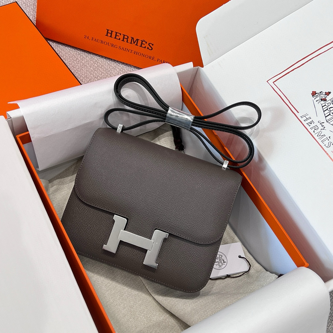 에르메스 Hermes Constance 19cm Epsom 8F Etain/silver