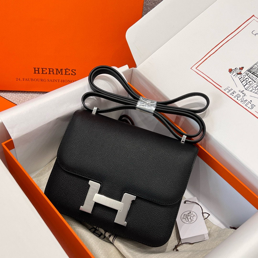 에르메스 Hermes Constance 19cm Epsom 89 Noir/silver