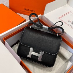 에르메스 Hermes Constance 19cm 89 Noir and 9D Jaune/silver