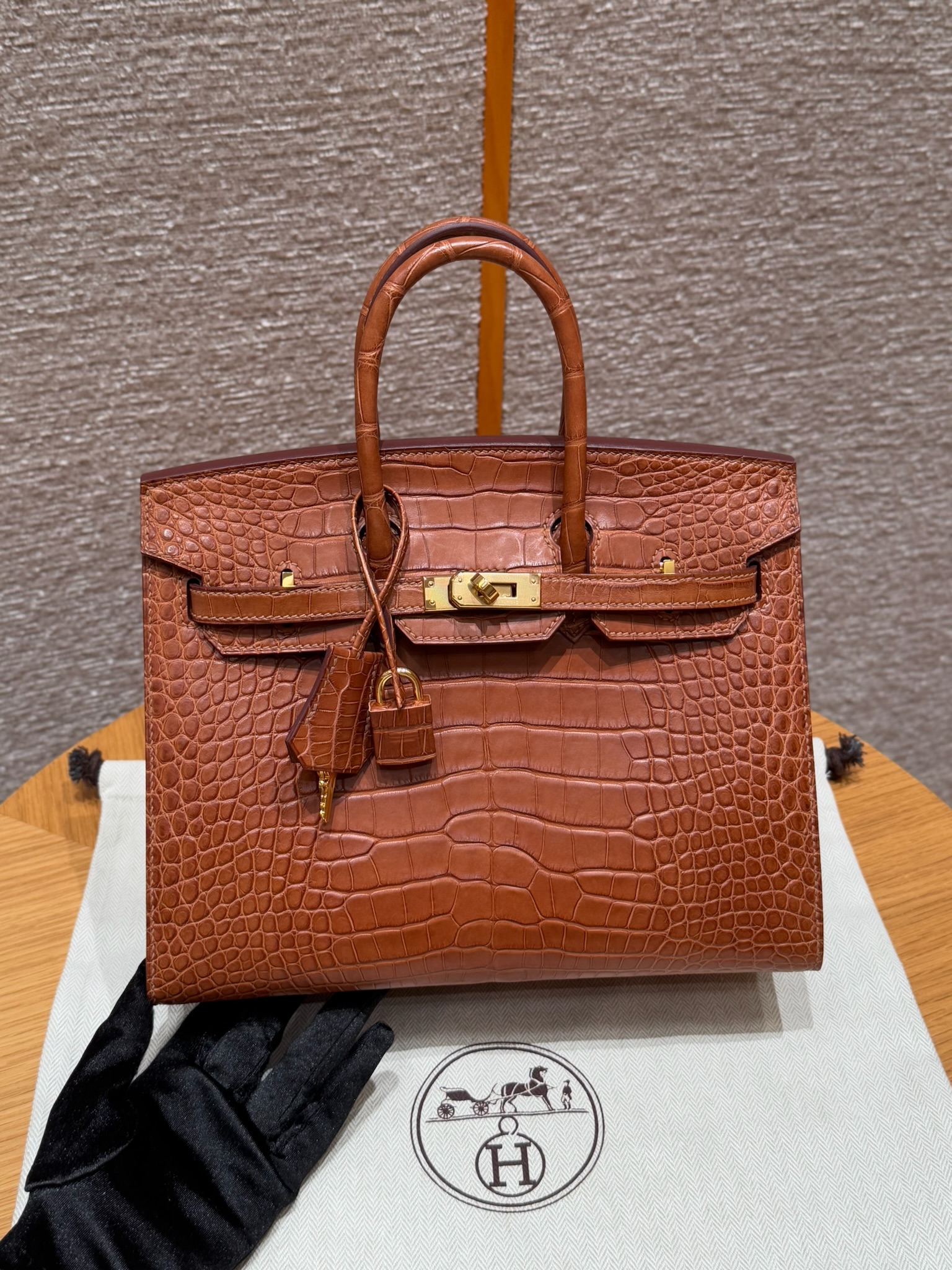 에르메스 Hermes Birkin 25cm Matte Alligator 37 Gold/gold