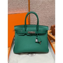 에르메스 Hermes Birkin 30cm Togo U4 Vert certigo/silver
