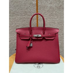에르메스 Hermes Birkin 35cm Togo K1 Rouge grenat/silver