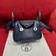 에르메스 Hermes Mini Lindy 19cm Clemence 2Z Blue Nuit/silver