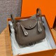 에르메스 Hermes Mini Lindy 19cm Clemence 18 Etoupe/silver