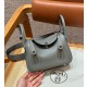 에르메스 Hermes Mini Lindy 19cm Clemence OL Gris Meyer/silver