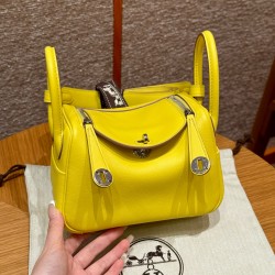 에르메스 Hermes Mini Lindy 19cm Swift 9R Lime/silver