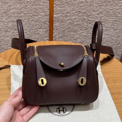 에르메스 Hermes Mini Lindy 19cm Swift OG Rouge Sellier/gold