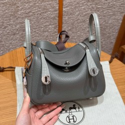 에르메스 Hermes Mini Lindy 19cm Clemence and  Matte Alligator OL Girs Meyer/silver