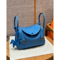 에르메스 Hermes Lindy 26cm Clemence 2T Blue paradis/silver