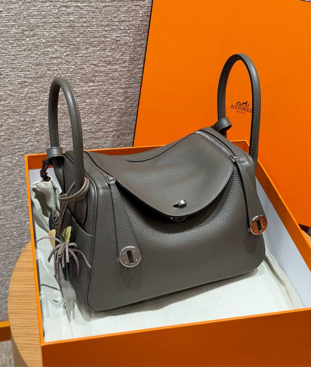 에르메스 Hermes Lindy 26cm Clemence 8F Girs etain/silver