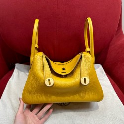 에르메스 Hermes Lindy 26cm Clemence 9R Lime/gold