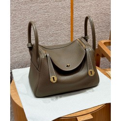 에르메스 Hermes Lindy 26cm Clemence 18 Etoupe/gold