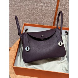 에르메스 Hermes Lindy 26cm Clemence 59 Raysin/silver