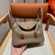 에르메스 Hermes Lindy 26cm Clemence 81 Gris tourterlle/silver
