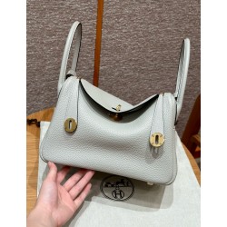 에르메스 Hermes Lindy 26cm Clemence Glacier Gray/gold