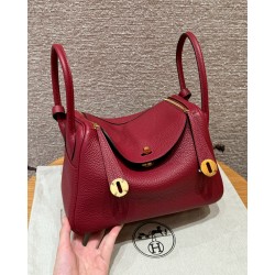 에르메스 Hermes Lindy 26cm Clemence K1 Rouge grenat/gold