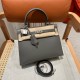 에르메스 Hermes Kelly 25cm Chèvre 8F Etain//silver