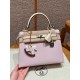 에르메스 Hermes Kelly 25cm Chèvre 09 Mauve pale and i2 Nata/silver