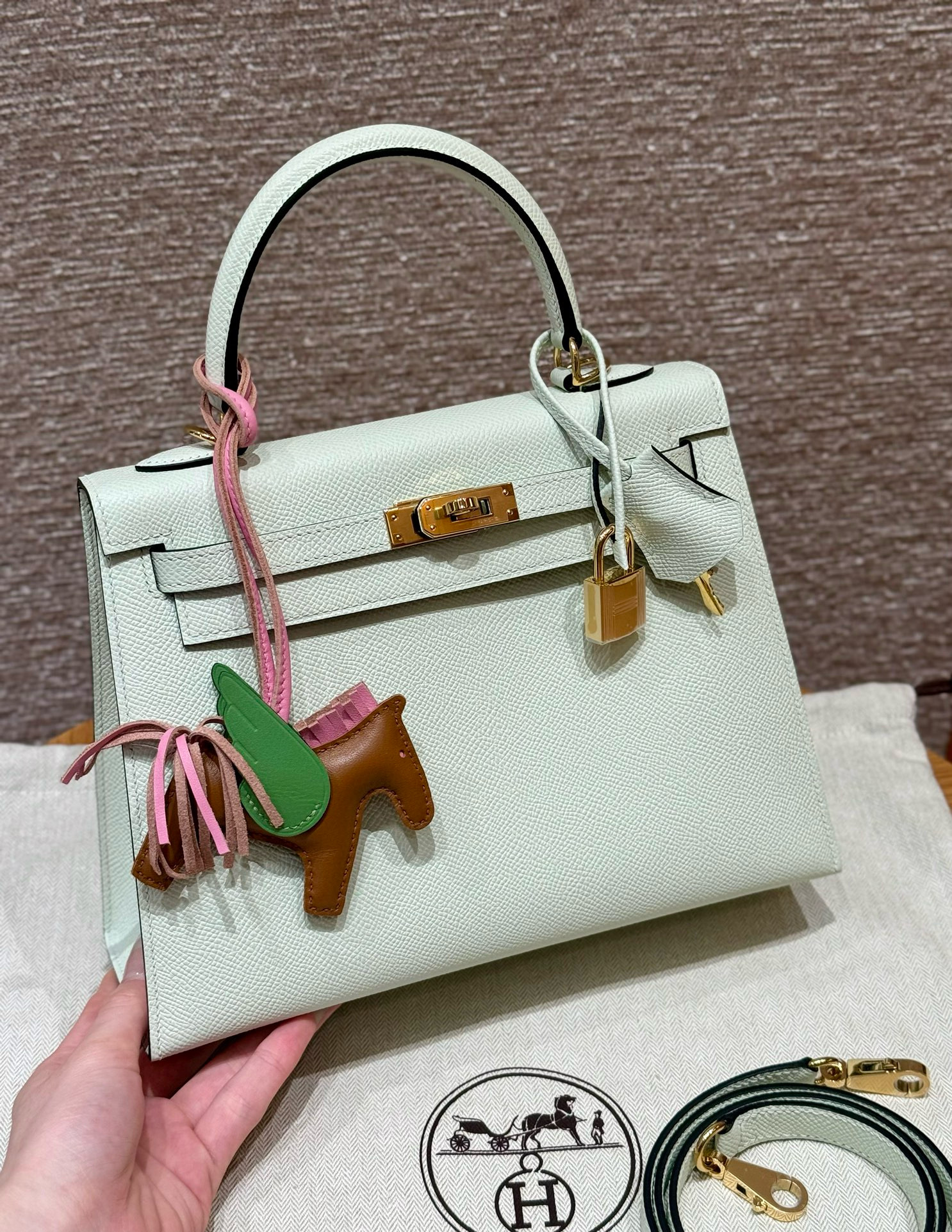 에르메스 Hermes Kelly 25cm Epsom 0S Vert Fizz/gold