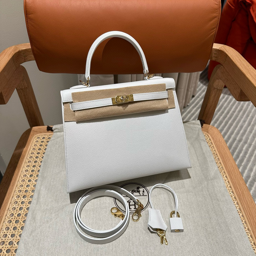 에르메스 Hermes Kelly 25cm Epsom 01 Blanc/gold