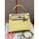 에르메스 Hermes Kelly 25cm Epsom 1Z Jaune Poussin/silver
