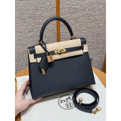 에르메스 Hermes Kelly 25cm Epsom 2z Blue nuit/gold