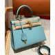 에르메스 Hermes Kelly 25cm Epsom 3P Blue atoll/gold