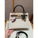 에르메스 Hermes Kelly 25cm Epsom 10 Craie and 89 noir/gold