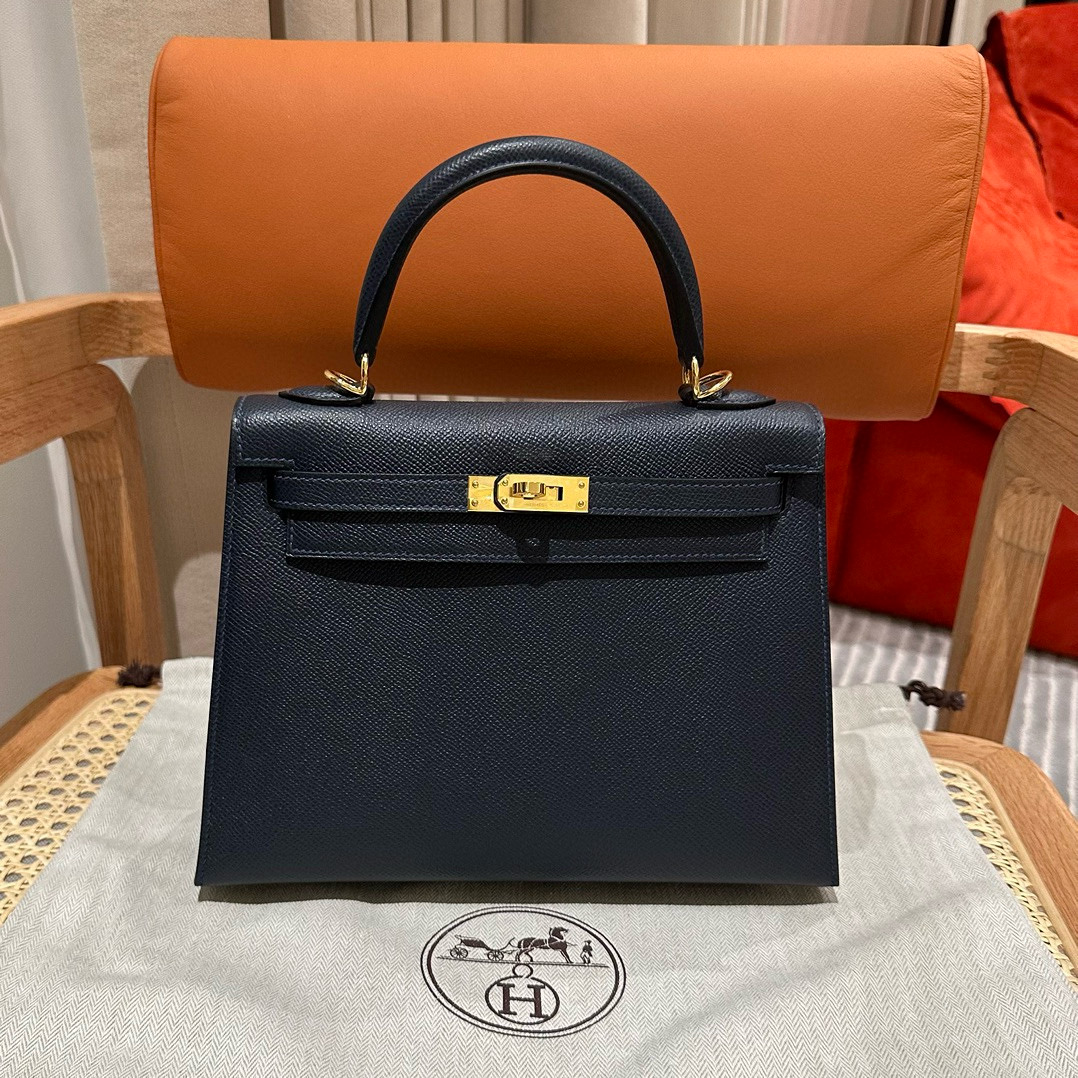 에르메스 Hermes Kelly 25cm Epsom 76 Blue indigo/gold