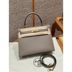 에르메스 Hermes Kelly 25cm Epsom M8 Gris Asphalte/gold