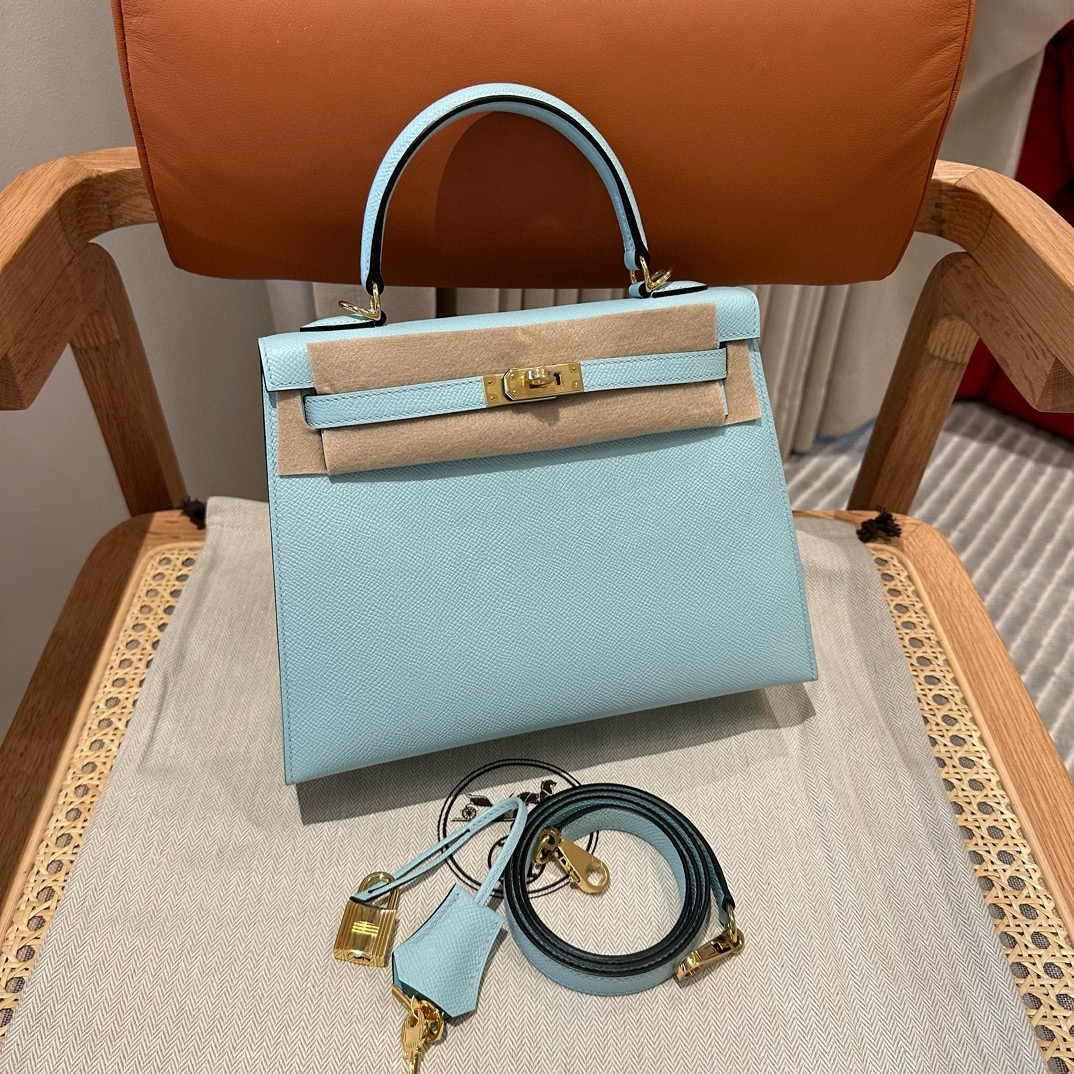 에르메스 Hermes Kelly 25cm Epsom U2 Blue zephyz/gold